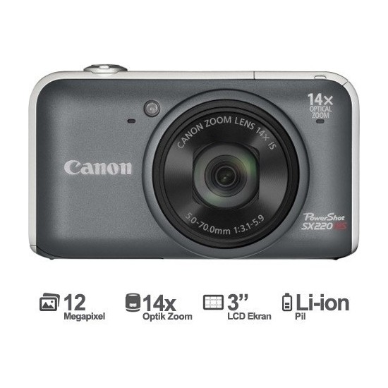 Canon Dsc Powershot SX220 Hs 12.1 Mp 14X Optik Zoom 3" LCD Dijital Fotoğraf Makinesi Teşhir Sıfır Ürün