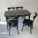 Özel Yapım Siyah Mermer Desenli Sabit 70 x 120 cm Mutfak Masa Takımı 6 Sandalyeli-