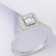 İryum 0.31 Karat H-I Vs Pırlanta 14 Ayar Altın Yüksek Baget Yüzük