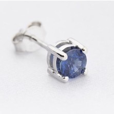 İryum 18 Ayar Altın 0.64 Karart Safir Tektaş Tek Küpe (Çift Değildir)