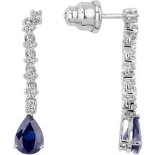 İryum 18 Ayar Altın 1.46 Karat Safir 0.23 Karat Pırlanta Suyolu Küpe