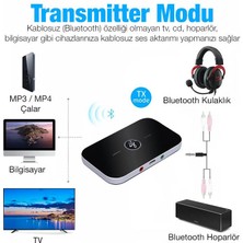 Coofbe 2in1 Tv, Pc, Hoparlör Için Ses Iletme ve Ses Alıcı Receiver Transmitter Adaptör, Bataryalı