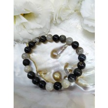 Doğal Taş Delisi Rutil Quartsz Doğal Taş Bileklik (Sertifikalı) (8mm)