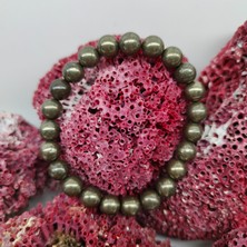 Doğal Taş Delisi Pirit Doğal Taş Bileklik (Sertifikalı) (8mm)