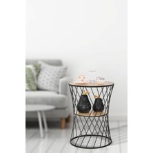 Begüsa Güzel Sehpa Siyah Ahşap Akça