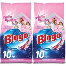 Bingo Matik Toz Çamaşır Deterjanı 20 kg Beyazlar ve Renkliler (2 Paket x 10 Kg) (134 Yıkama) (Mutlu Yuvam)