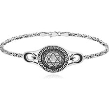 Takı925 Eskitme Süleyman Mührü Işlemeli Kral Gümüş Bileklik