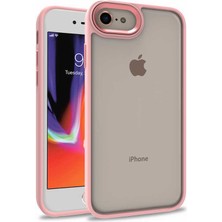 Apple iPhone Se 2022 Kılıf Arkası Şeffaf Kenar Korumalı Silikon Dora- Rose Gold