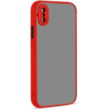 Nevarium Apple iPhone Xs Max 6.5 Kılıf Mat Buzlu Kamera Korumalı Silikon - Kırmızı