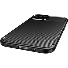 Case 4U Apple iPhone 14 Max Kılıf  Rugged Armor Karbon Desenli Lüx Negro Silikon Arka Kapak Siyah