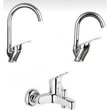 Elmina Armatür Banyo Lavabo Mutfak Eviye Bataryası Çeşmesi Musluğu Çift Su Girişli