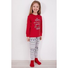 RolyPoly My Favorite Color Is Northern Nights Kırmızı Kız Çocuk Uzun Kol Pijama Takım