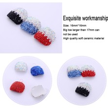 ZHKJ Shop  2 Adet Taşlı Takma Tırnak - Kırmızı/gümüş  (Yurt Dışından)