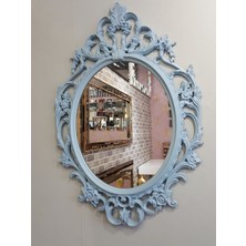 Ayna Denizi Vintage Taç Model Açık Mavi Renk Dekoratif Ayna