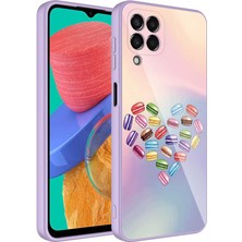 Wowacs Samsung Galaxy M33 Uyumlu Kılıf Iç Yüzeyi Kadife Kamera Korumalı Parlak Renkli Desenli Kılıf