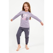 U.S. Polo Assn. Lisanslı Classic Yaban Mersini Kız Çocuk Uzun Kol Pijama Takım