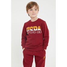 U.S. Polo Assn. Lisanslı Bordo Erkek Çocuk Bisiklet Yaka Eşofman Takım