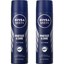 Nivea 2 Adet Nivea Men Protect&Care Erkek Sprey Deodorant 150 Ml
