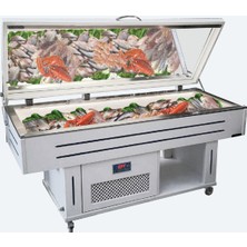 Meksaş Balık Teşhir Dolabı Ahşap Gövde Assos Model BTA14