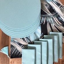 Desenİzmir Amerikan Servis Gri Gölgeli Desen Takım 6 Supla, 6 Kumaş Peçete ve Runner Örtü Kombin 3