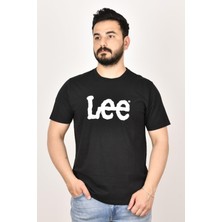 Lee L65QAI01 Erkek Siyah  Bisiklet Yaka T-Shirt