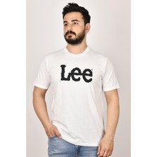 Lee L65QAI12 Erkek Beyaz Bisiklet Yaka T-Shirt