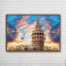 Trend Poster Galata Kulesi Retro Ahşap Poster