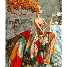 Parla Canvas Renkler ve Kadın Sayılarla Boyama Seti Kasnaklı 90 x 110 cm