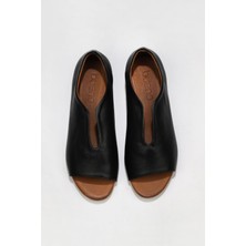 Bueno Shoes Siyah Deri Kadın Düz Babet