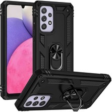 Kılıfmania Samsung Galaxy A33 5g Kapak Military Yüzüklü Stantlı Panzer Tank Kılıf - Siyah
