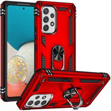 Kılıfmania Samsung Galaxy A53 5g Kapak Military Yüzüklü Stantlı Panzer Tank Kılıf - Kırmızı