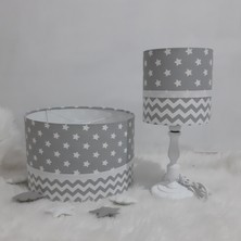 Happy Babys Gri Yıldız Zikzaklı Tasarım Avize Abajur Seti