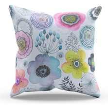 Moud's Çift Tarafı Baskılı Su Çiçeği Desenli Tekli Süet Kırlent Kılıfı