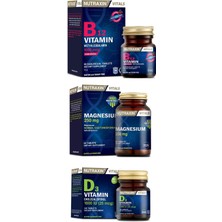 Nutraxin D3 Vitamini 1000 Iu 120 Tablet, B12 Vitamini 1000 Mcg 60 Dilaltı Tableti, Magnesium 250 Mg 60 Tablet
