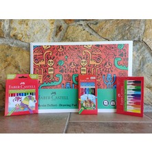 Faber-Castell Faber Castel 12'li Kuru Boya 12'li Pastel Boya 12'li Yıkanabilir Keçeli Kalem & 50X35 Resim Defteri