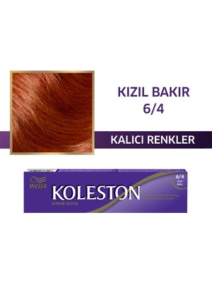 Wella Koleston 6/4 Kızıl Bakır Krem Saç Boyası Amonyaksız Canlı Renkler ve Kalıcı Etki