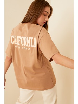 Swist Vizon Clfrnia Sırt Baskılı Oversize Kadın Tshirt