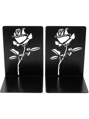 Xhang 1 Set Black Rose Hollow Out Metal Bookend Set Ağır Kitaplar Için Bookends Bookends Dışı Metal Bookends Dekoratif Bookends | Bookends (Yurt Dışından)