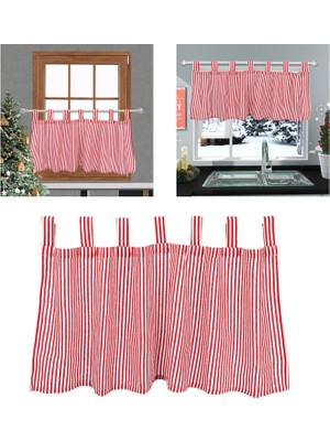 52X18 Inç Kırmızı Pencere Valance Kısa Perde Dekorasyonları Mutfak Yatak Odası