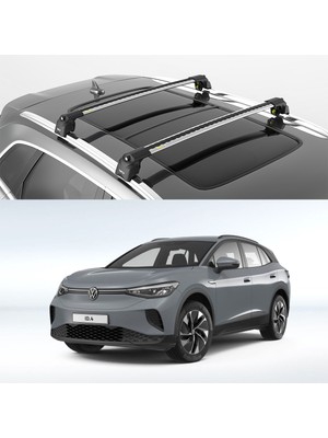 Turtle Can Carry Turtle Air-2 Silver Kit, Volkswagen Id.4 Tavan Taşıyıcı Portbagaj, Bisiklet ve Kayak Taşıyıcı Ara Atkı Seti, Gri Cross Bar