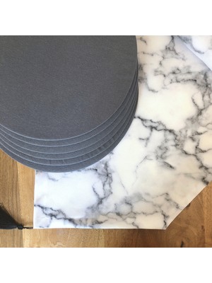 Desenİzmir Amerikan Servis Beyaz Mermer Desen Takım 6 Supla ve Runner Örtü 1