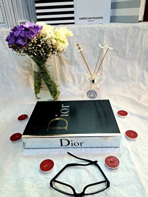 Lovely Book & Book Dekoratif Kitap Kutu Siyah&gümüş Dior Kitap Kutusu