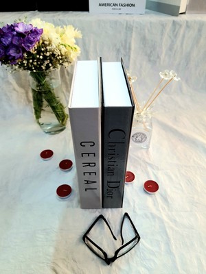Lovely Book & Book Cereal & Dior Kahverengi Dekoratif Kitap Kutu 2'li Set