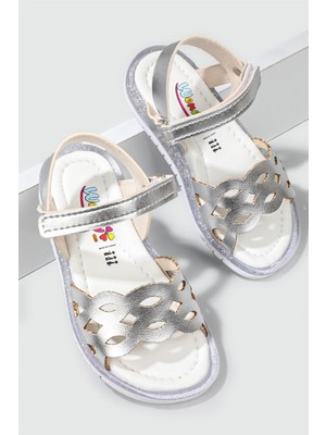 Wendy Lazerli Rahat Gümüş Çocuk Sandalet K-40
