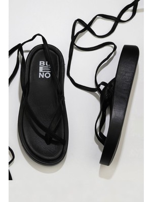 Bueno Shoes Siyah Deri 01 WU4610 Kdn Sndlt
