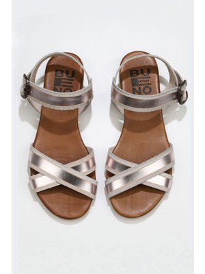 Bueno Shoes Pembe Parlak Deri Kadın Düz Sandalet