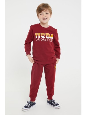U.S. Polo Assn. Lisanslı Bordo Erkek Çocuk Bisiklet Yaka Eşofman Takım