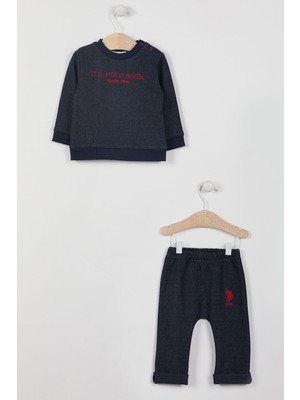 U.S. Polo Assn. Lisanslı Denim Mavisi Erkek Bebek Uzun Kol Eşofman Takım