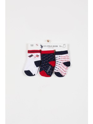 U.S. Polo Assn. Lisanslı Striped Beyaz Erkek Bebek Çorap
