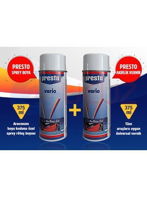 Presto Lancia Kod: Kar Presto Sprey Boya Seti (Boya + Vernik)